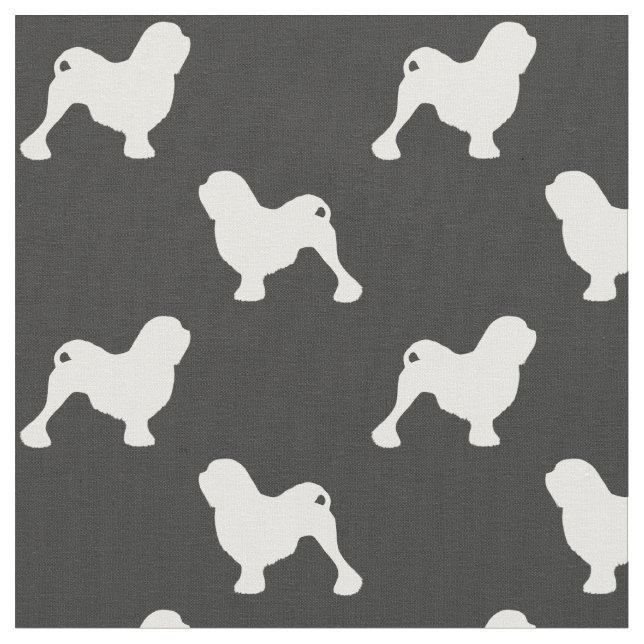 Tissu Silhouettes de race de chien Lowchen à motifs (Fermer)