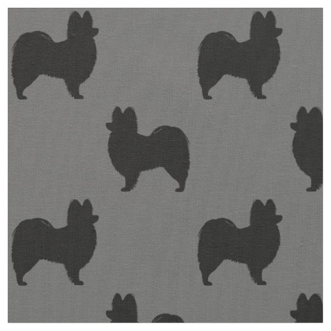 Tissu Silhouettes de race de chien Papillon Patternes (Fermer)