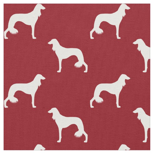 Tissu Silhouettes de Saluki Motif Rouge et Blanc (Fermer)