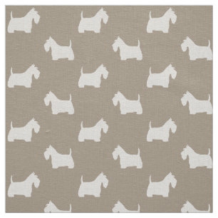 Tissu Silhouettes de Scottish Terrier blancs   Chiens Sc
