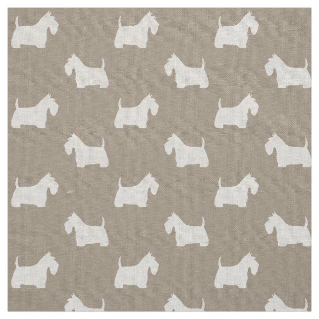 Tissu Silhouettes de Scottish Terrier blancs | Chiens Sc (Échantillon)
