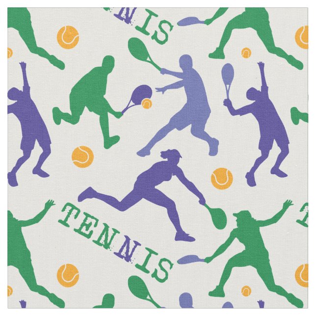 Tissu Silhouettes de tennis colorées1 personnalisables (Fermer)