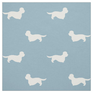 Tissu Silhouettes de Terrier Dandie Dinmont Bleu et Blan