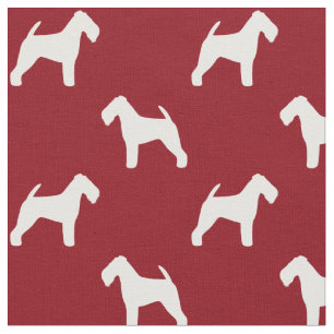 Tissu Silhouettes de Terrier Gallois Chiens Rouge et Bla