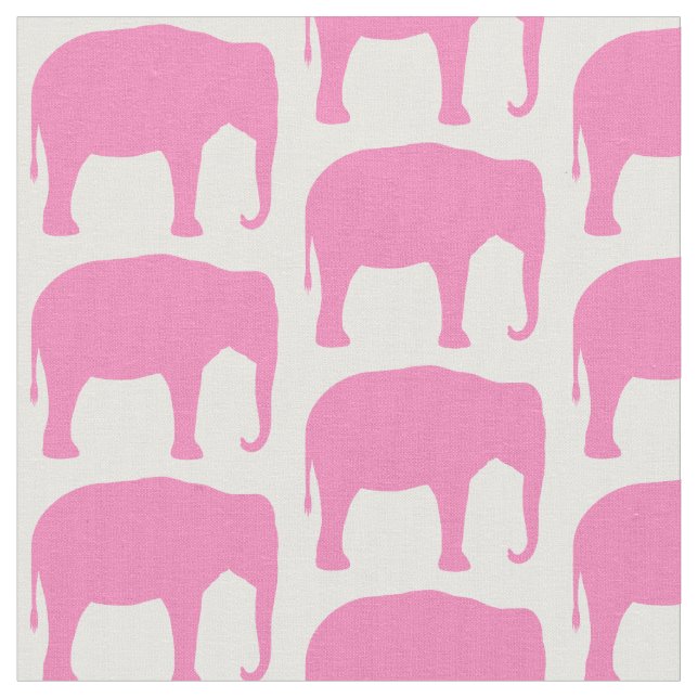 Tissu Silhouettes d'éléphant rose à motif (Fermer)