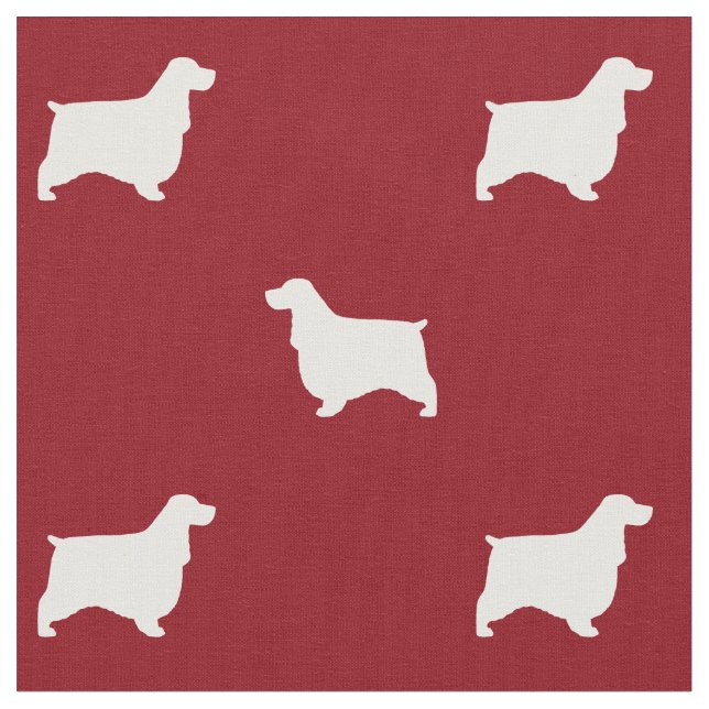 Tissu Silhouettes d'English Cocker Spaniel Rouge et Blan (Fermer)