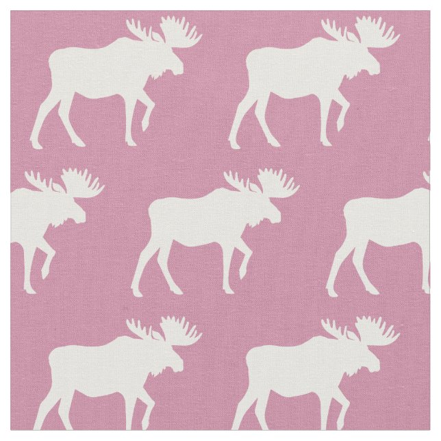 Tissu Silhouettes d'orignal Bébé rose (Fermer)