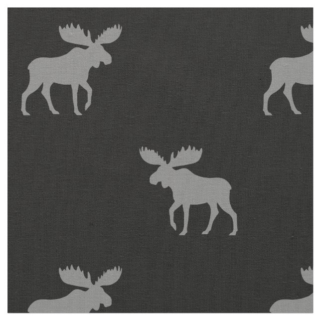 Tissu Silhouettes d'orignal Gris et Noir (Fermer)