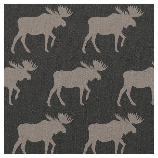 Tissu Silhouettes d'orignaux Brown et noir (Fermer)