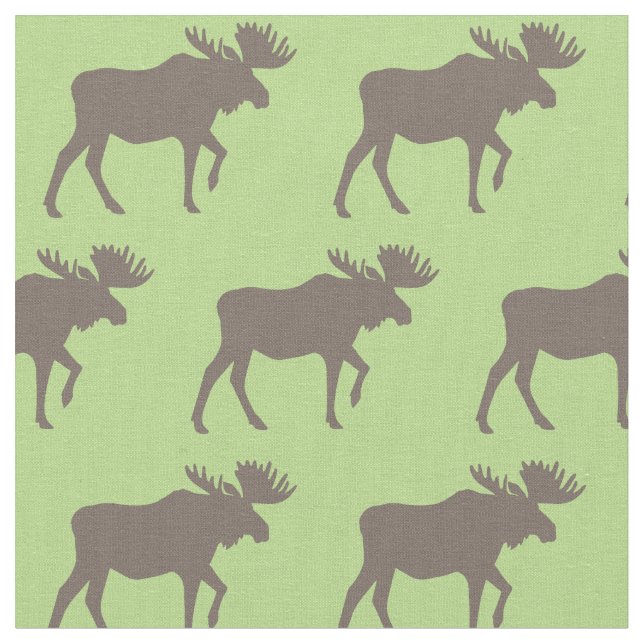 Tissu Silhouettes d'orignaux Tan Green (Fermer)