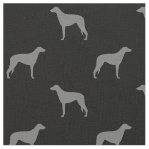 Tissu Silhouettes écossaises Deerhound Gris et noir