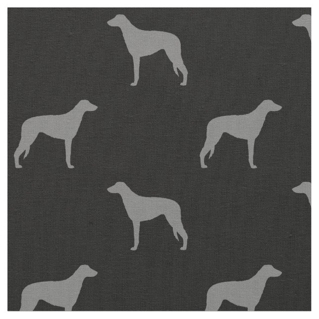 Tissu Silhouettes écossaises Deerhound Gris et noir (Fermer)