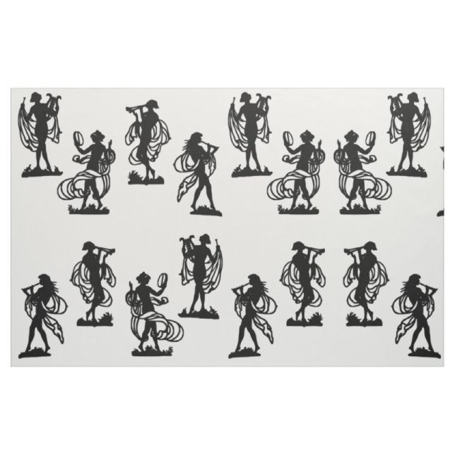 Tissu silhouettes grecques anciennes de l'impression Mus (Fat Quarter)