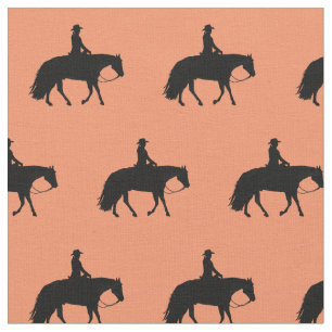 Tissu Silhouettes occidentales noires de sautillement de
