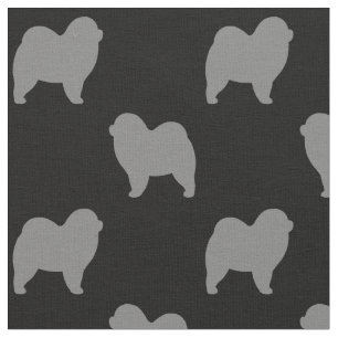 Tissu Silhouettes Rough Chow Chow Chien Motif