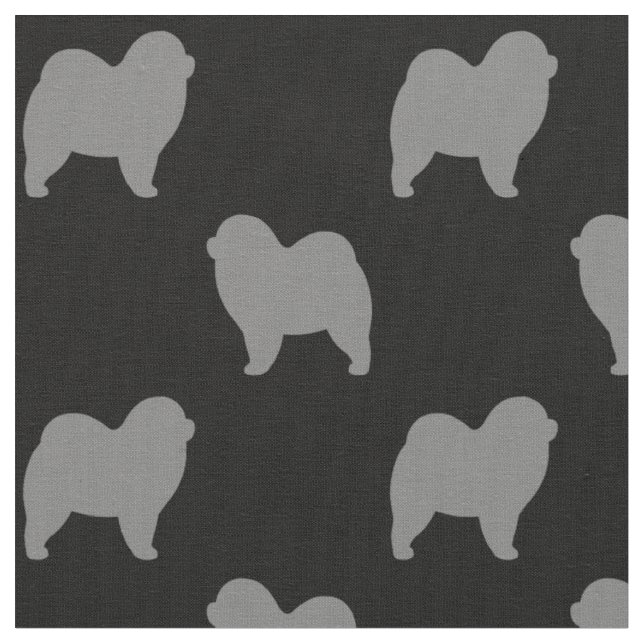 Tissu Silhouettes Rough Chow Chow Chien Motif (Fermer)