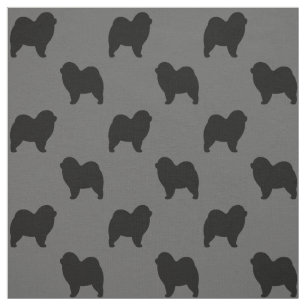Tissu Silhouettes Rough Chow Chow Chien Motif