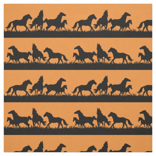 Tissu Silhouettes sauvages de Mustang (Échantillon)