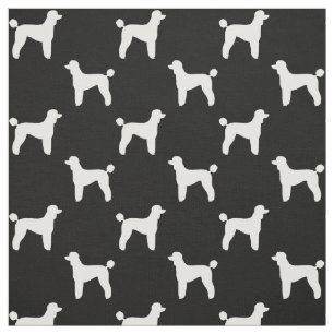 Tissu Silhouettes standard de chien de caniche noir et b