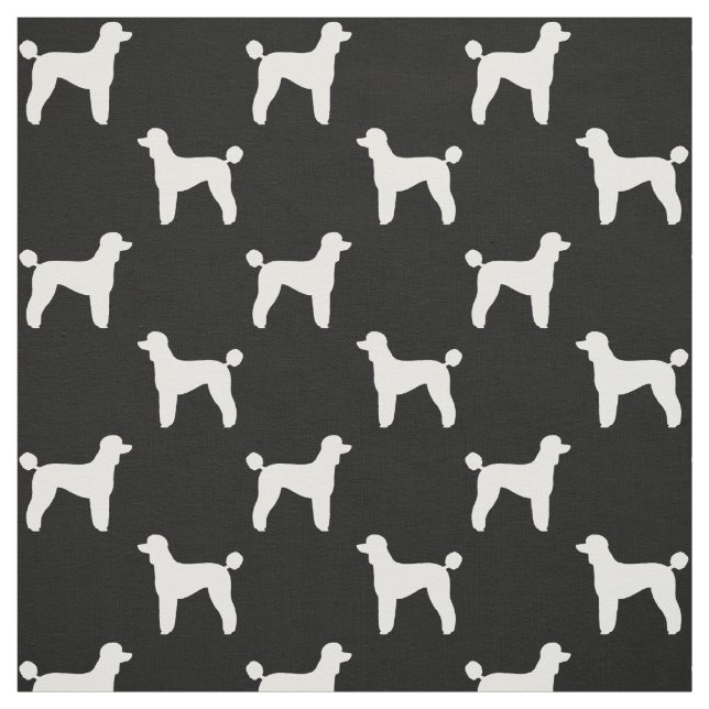 Tissu Silhouettes standard de chien de caniche noir et b (Échantillon)