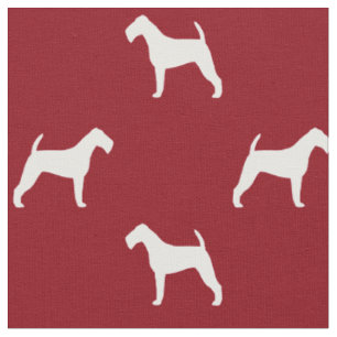 Tissu Silhouettes Terrier irlandais Motif Rouge et Blanc