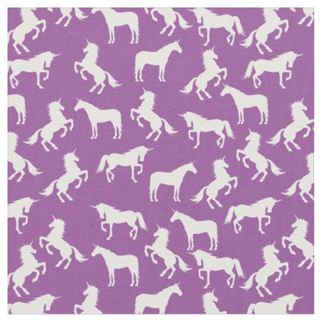 Tissu Silhouettes Unicorne violet (Fermer)