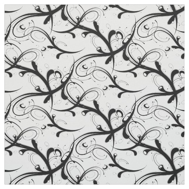 Tissu Simple Belle Défilement noir et blanc (Échantillon)