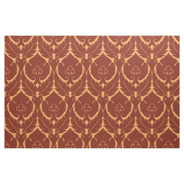 Tissu Simple Damas Renaissance, rouge sur Tawny (Fat Quarter)