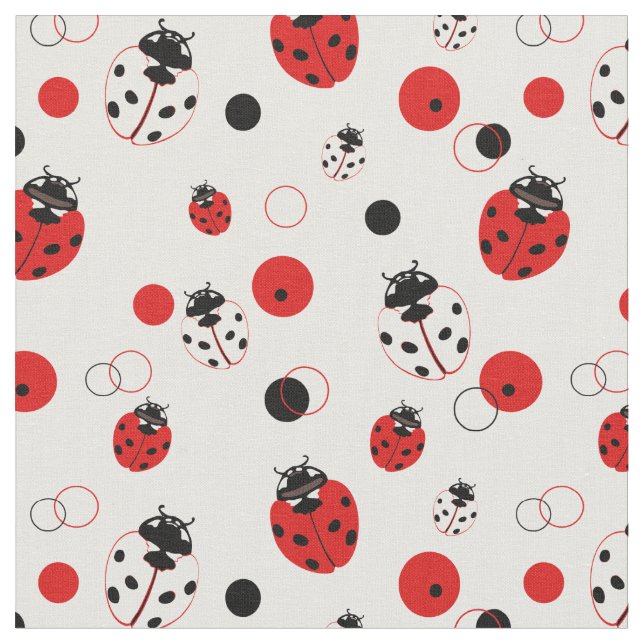 Tissu Simple Motif Ladybug rouge, noir et blanc (Fermer)