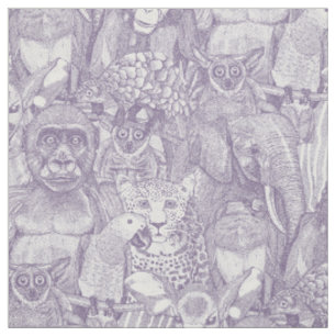 Tissu simplement animaux de la jungle africaine violet b