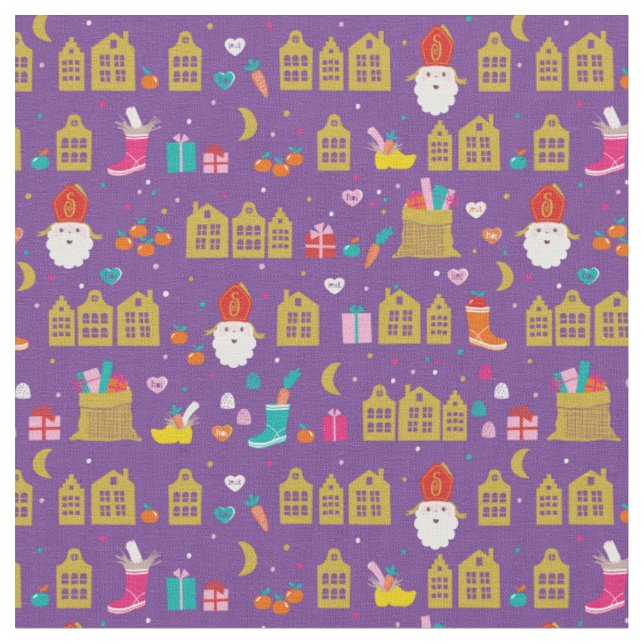 Tissu Sinterklaas a rencontré huisjes en kadootjes op pa (Fermer)