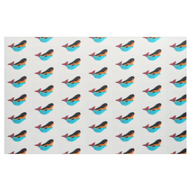 Tissu sirènes bleu petit sur blanc (Fat Quarter)