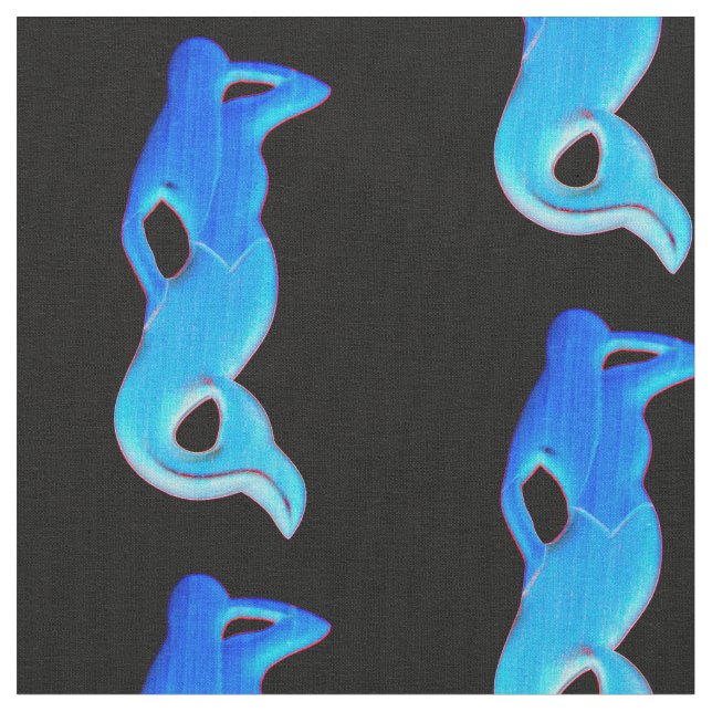 Tissu sirènes bleues sur noir (Fermer)