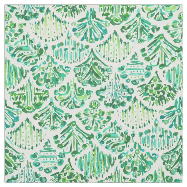 Tissu SIRÈNES d'échelle de poissons verte d'aquarelle du (Échantillon)
