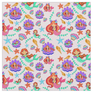 Tissu Sirènes et coquilles