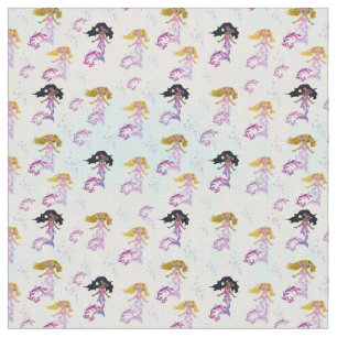 Tissu Sirènes magiques et bulles d'eau