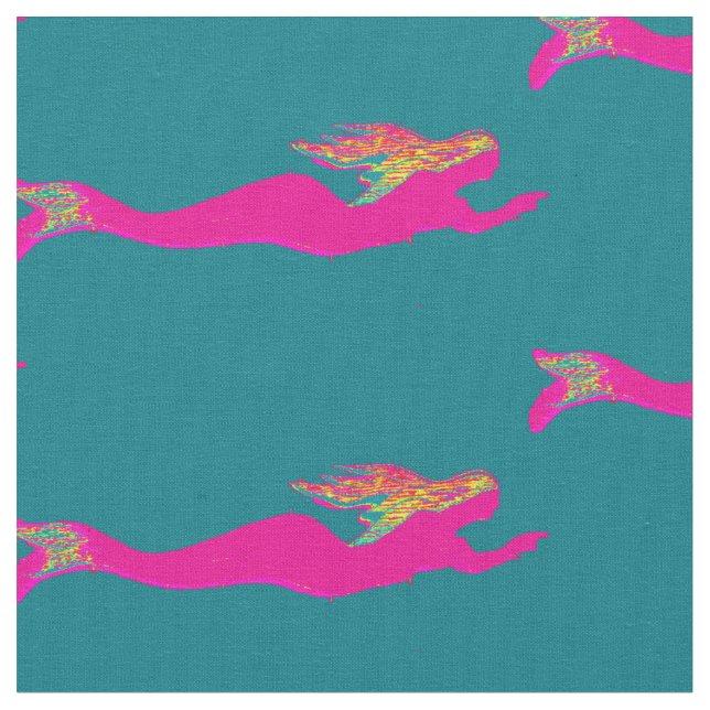Tissu sirènes roses motif n'importe quelle couleur (Fermer)