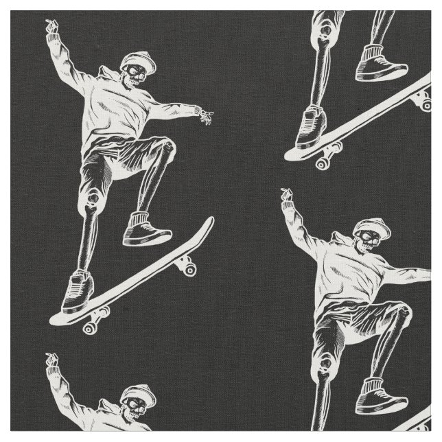 Tissu skateboard blanc halloween (Fermer)