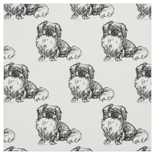 Tissu Sketch Pekingese vintage (Échantillon)