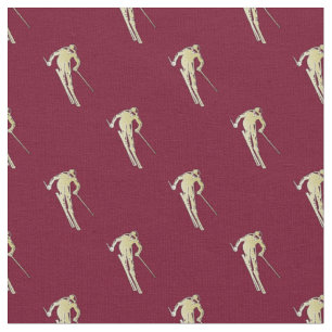 Tissu Skier Gold sur rouge