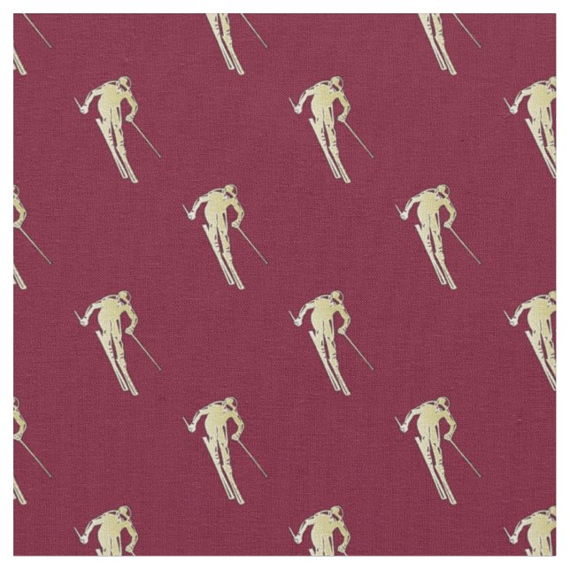 Tissu Skier Gold sur rouge (Fermer)