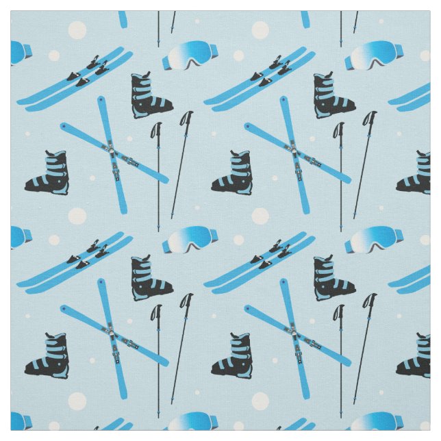Tissu Skiing Equipment Skis Boots and Poles Pattern (Échantillon)