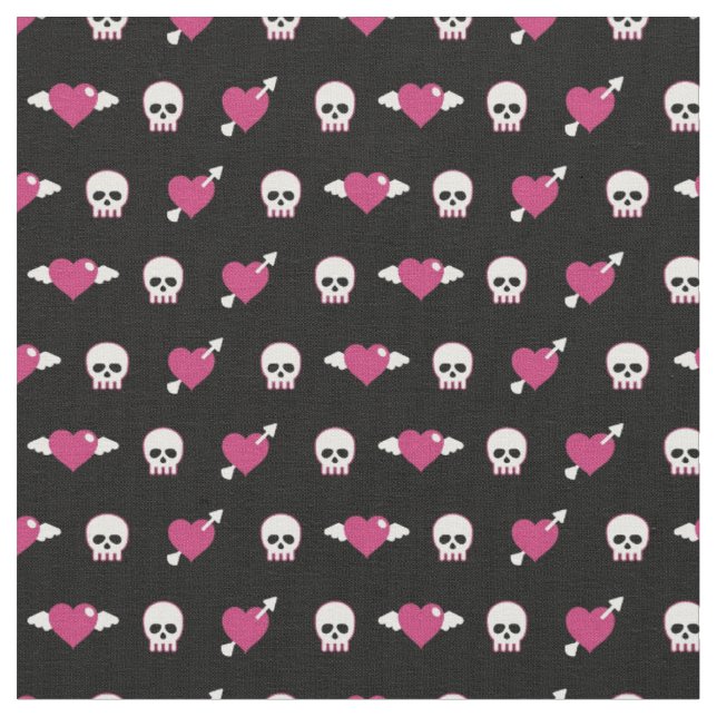 Tissu Skulls and hearts (Fermer)