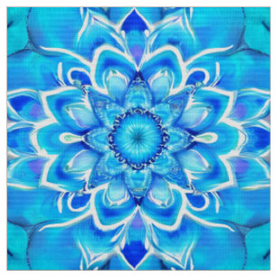 Tissu Sky Blue et Cobalt Batik Mandala Motif