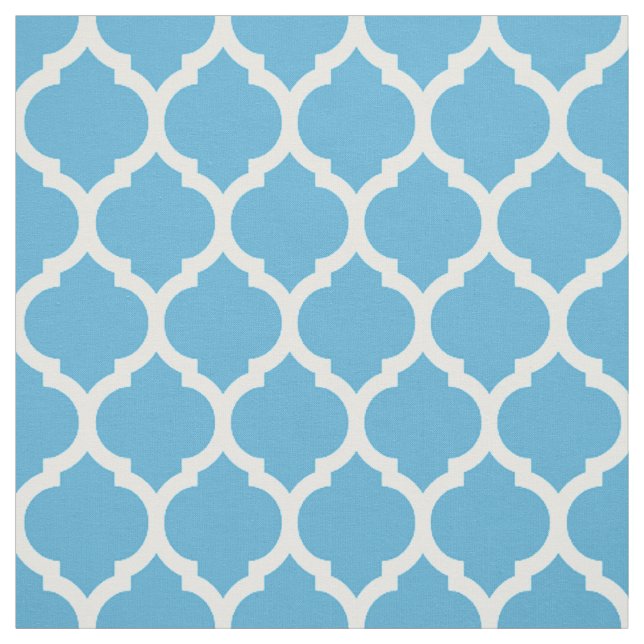 Tissu Sky Blue Marocain quatrefoil Motif (Échantillon)