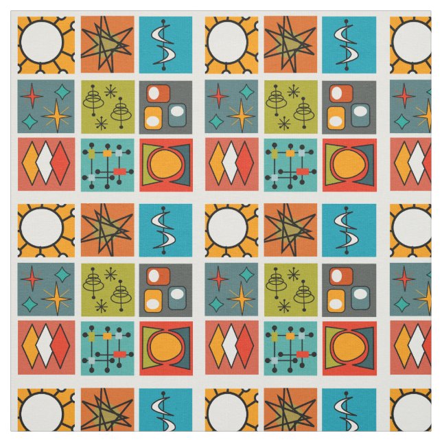 Tissu Smorgasbord moderne du milieu du siècle (Échantillon)