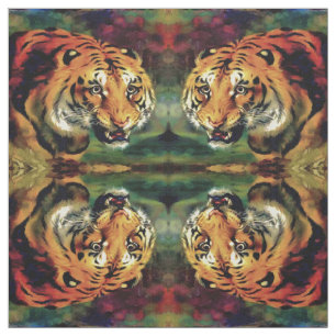 Tissu Snarling Tiger Portrait Artistique