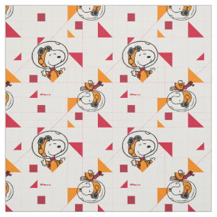 Tissu Snoopy Astronaute Géométrique Blanc Lumineux
