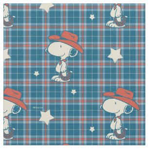 Tissu Snoopy Cowboy Carreaux et Étoile