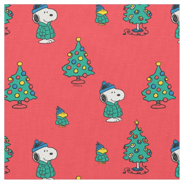 Tissu Snoopy & Woodstock Motif de Noël rouge (Fermer)